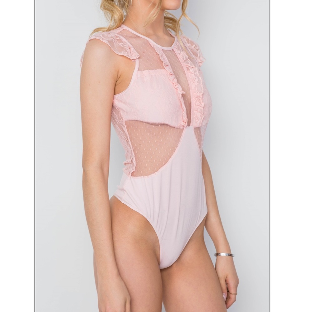 Floral Lace Sheer Ruched Bodysuit